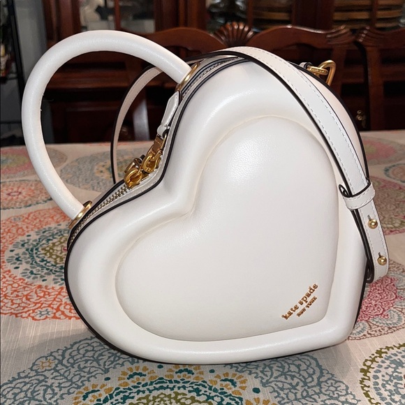 kate spade Handbags - kate spade Pitter Patter 3d Heart White Puffy Leather Crossbody Bag